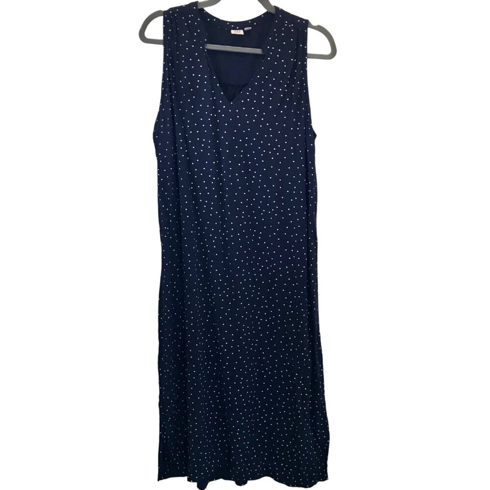 Gap Womens Polka Dot Sleeveless Tank Midi Shift Dress Size L 100% Viscose Casual - Picture 2 of 11
